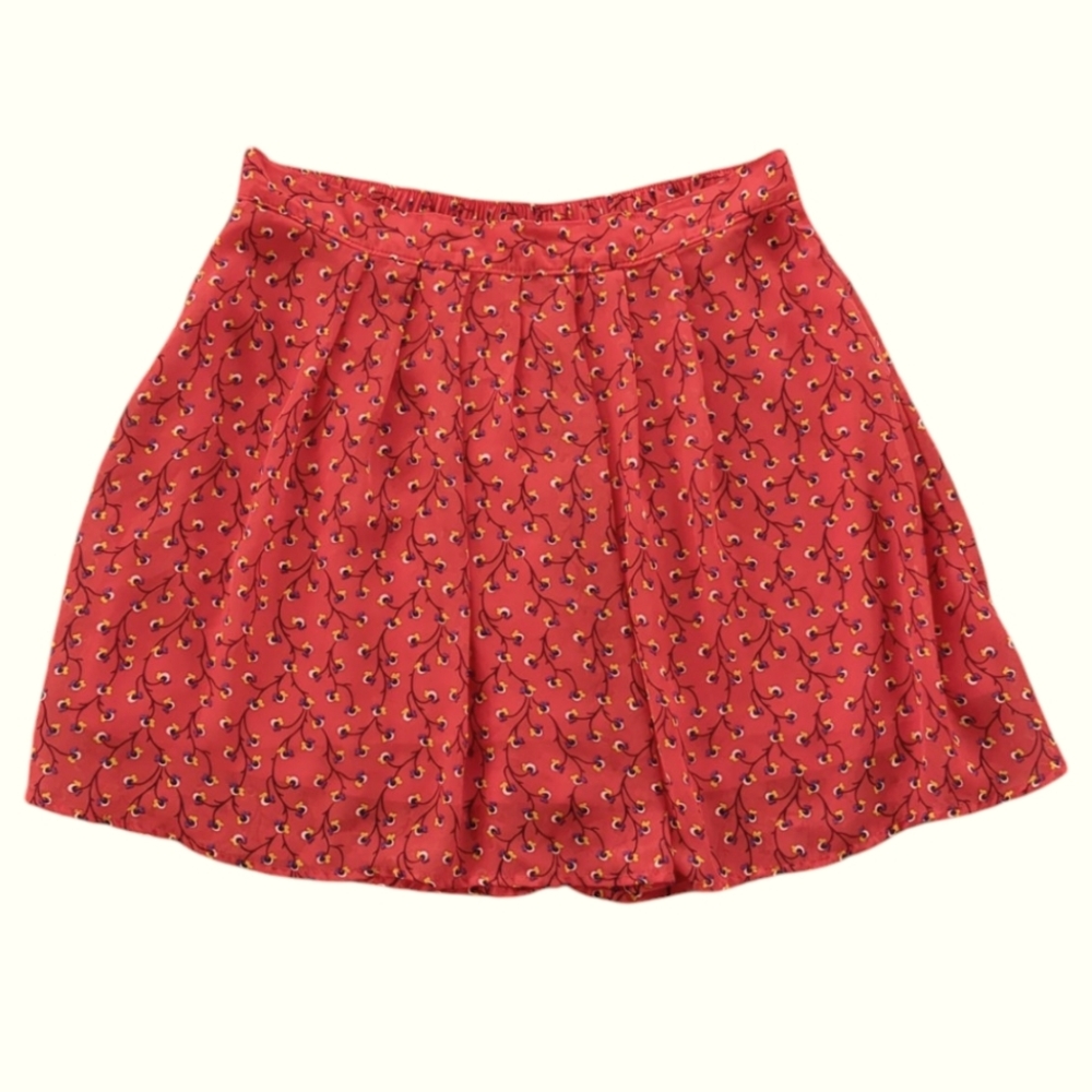 Women's Red Vintage Print Mini Skirt (Size M)